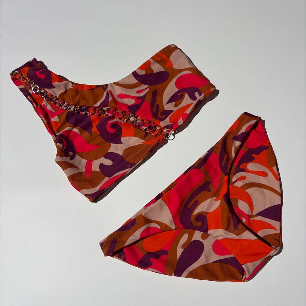 L*Space Red and Purple Swirl Bikini Set